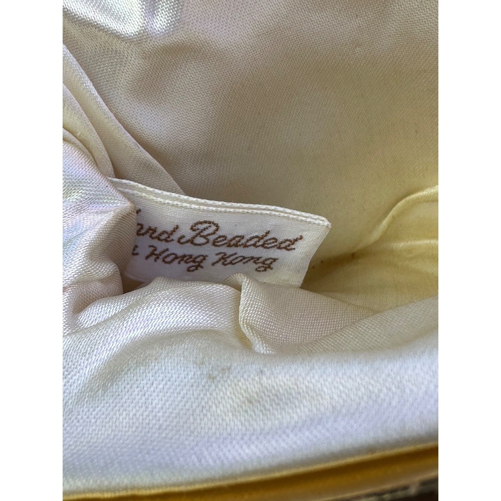 Vintage Hong Kong Iridescent White Beaded Change Purse Coin Pouch Bag 5x3.5 Glam - Picture 7 of 11